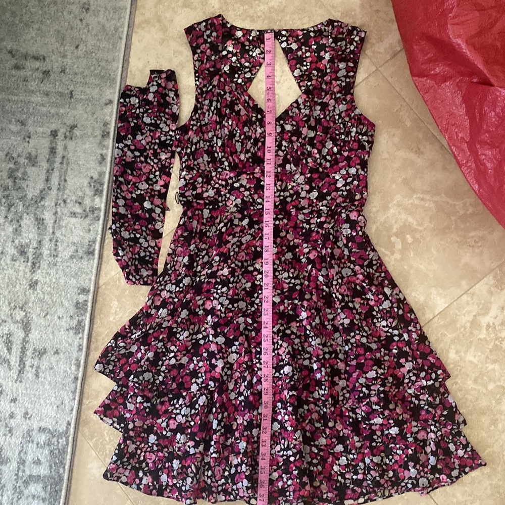 White House Black Market Black and Pink Floral Midi Dress - Picture 9 of 9